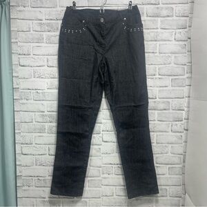 Ruby Rd Embellished Black Straight Leg Jeans 8